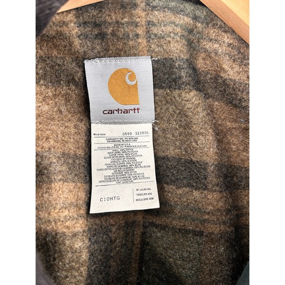 Vintage 90s Carhartt Blanket Lined Green Chore Barn Coat Ext Size 4XL Made USA - Picture 4 of 10